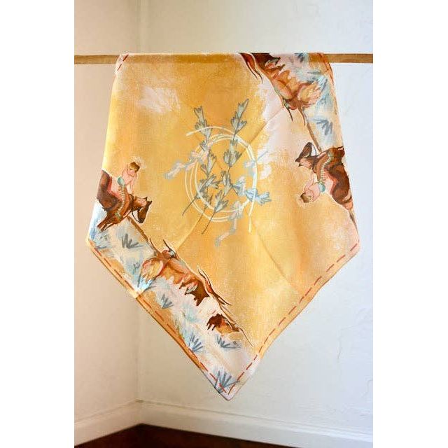 Longhorn Open Range Cowgirl Wild Rag: Western Scarf Bandana Silk Tencel Wildrag