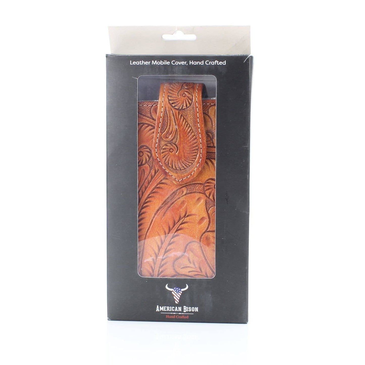 American Bison Floral Tooled Leather Phone Case for Belt