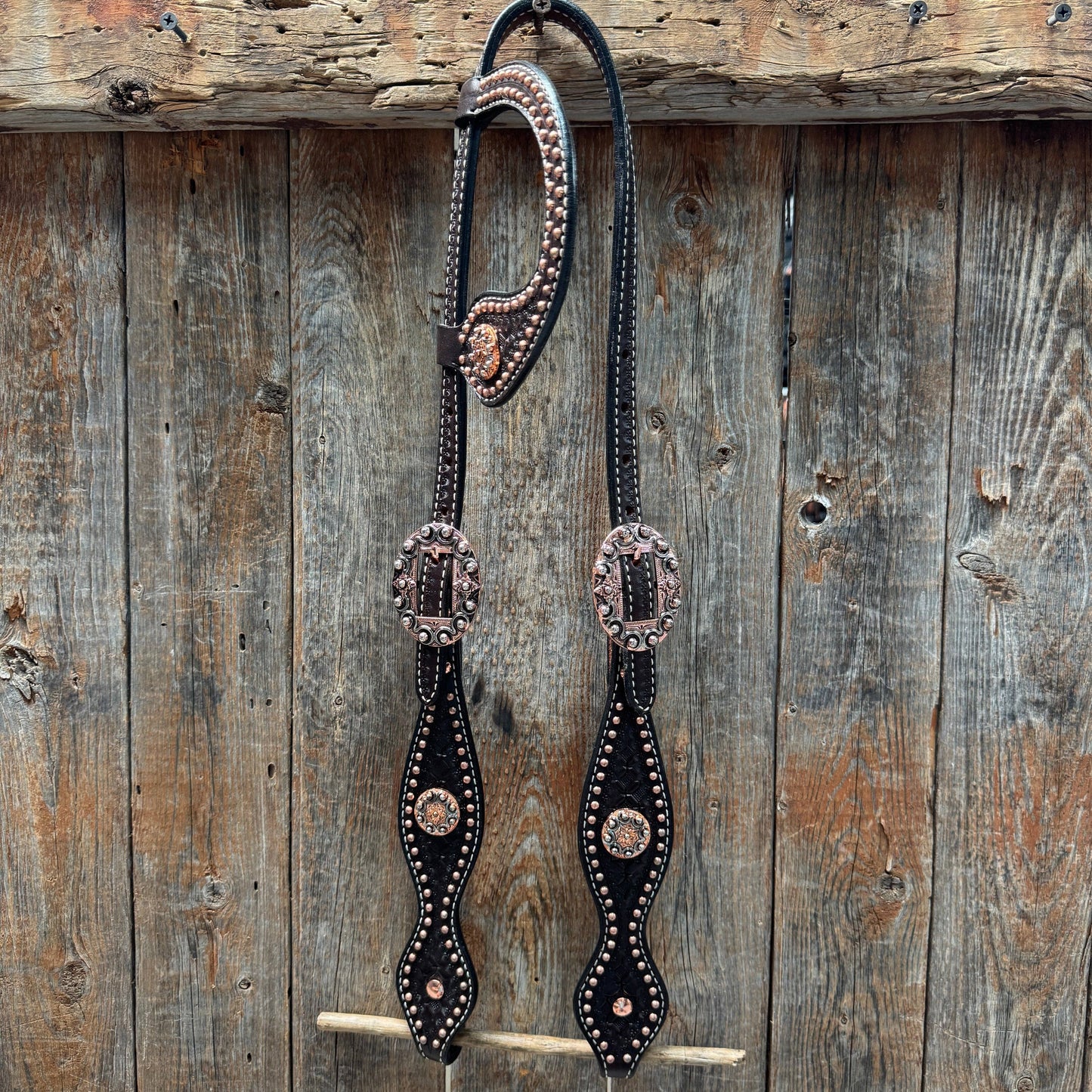Rodeo Drive - Copper Dot Honeycomb Western Browband / One Ear Tack Set #BBBC418