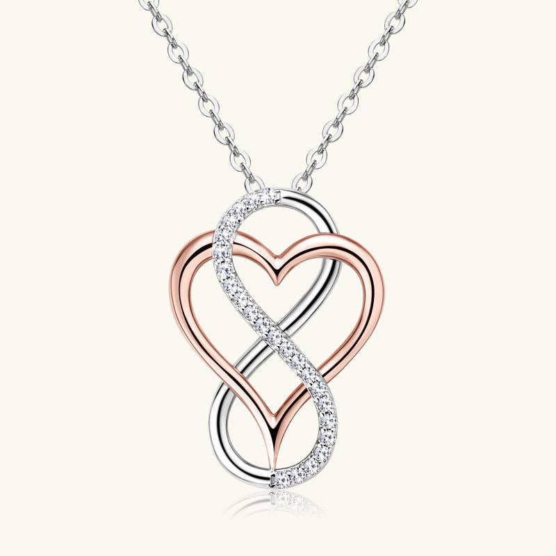 Moissanite Infinity Heart Necklace in 925 Sterling Silver