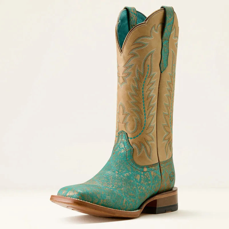 Ariat Women's Frontier Tilly Wide Square Toe Western Boot - Seaglass Elephant Print 10063998