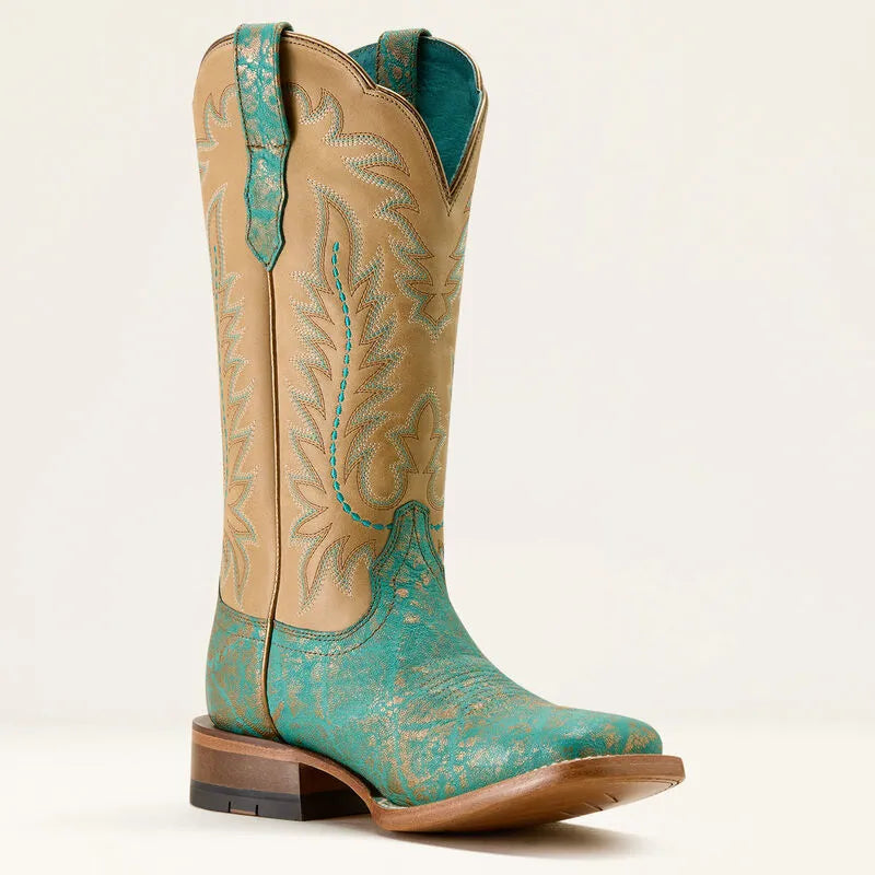 Ariat Women's Frontier Tilly Wide Square Toe Western Boot - Seaglass Elephant Print 10063998