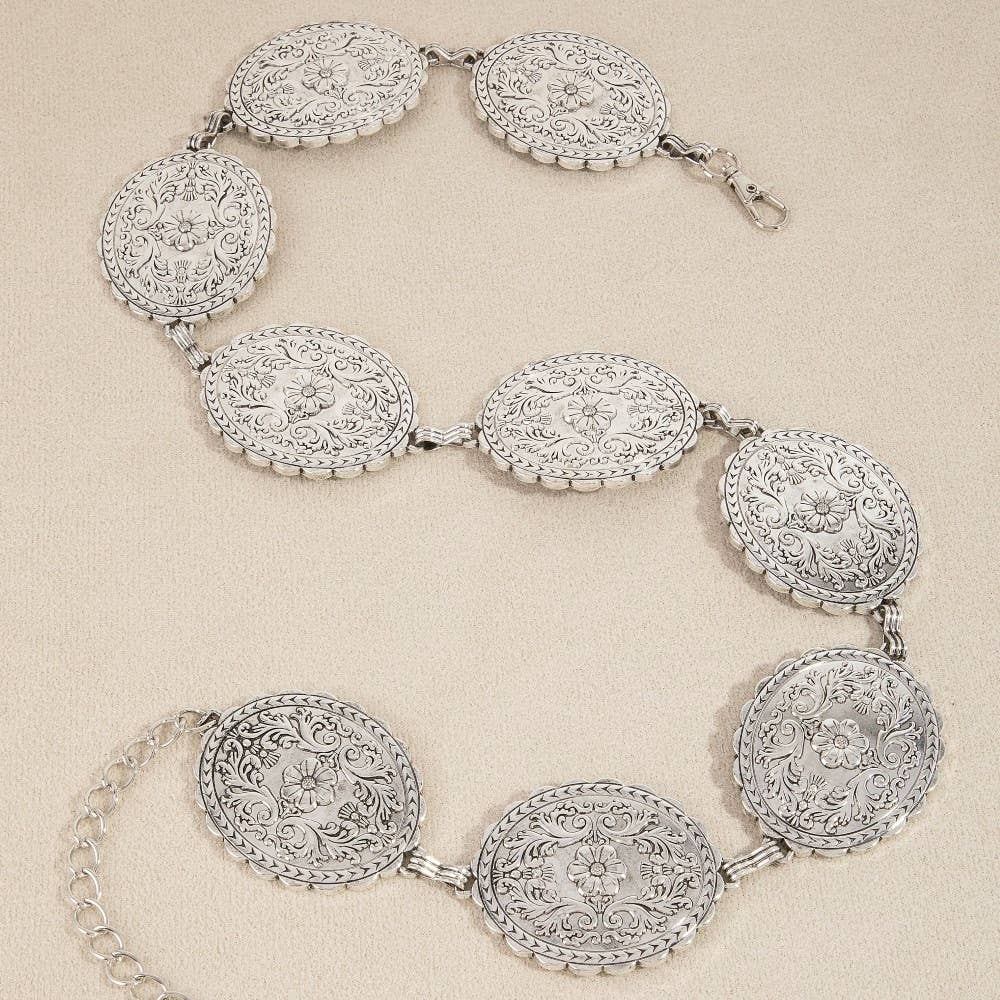 Floral Concho Western Chain Belt