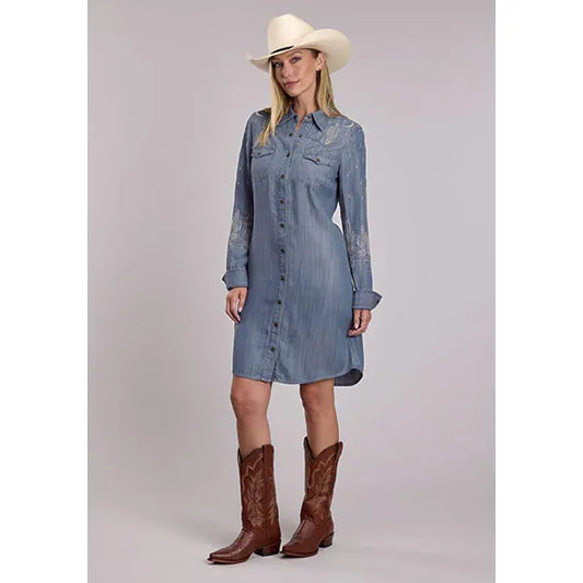 Stetson Women's Denim Shirt Dress with Lavish Embroidery ID: 11-057-0565-5020