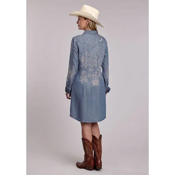 Stetson Women's Denim Shirt Dress with Lavish Embroidery ID: 11-057-0565-5020