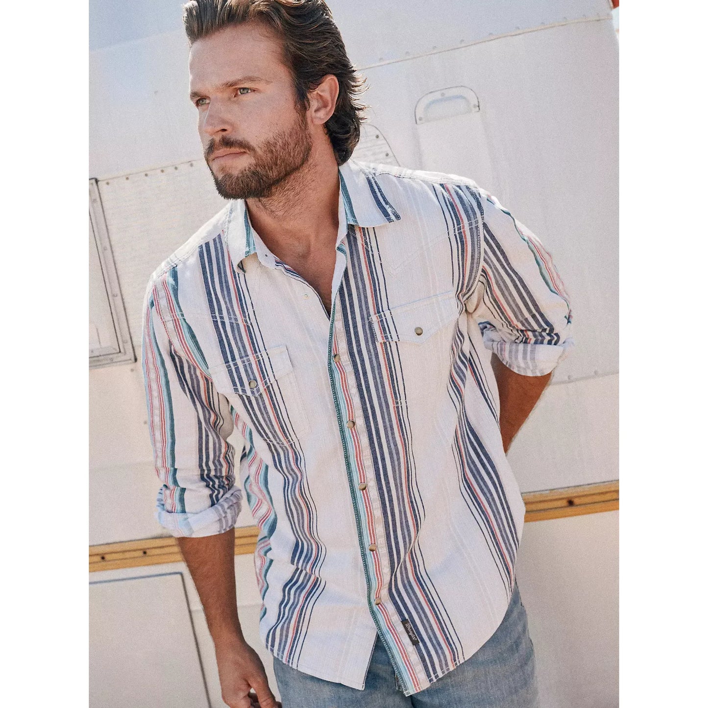 Wrangler Retro® Premium Stripe Men's Western Snap Shirt 112378795