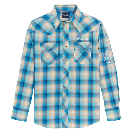 Wrangler® Long Sleeve Logo Shirt - Turquoise - 112379236
