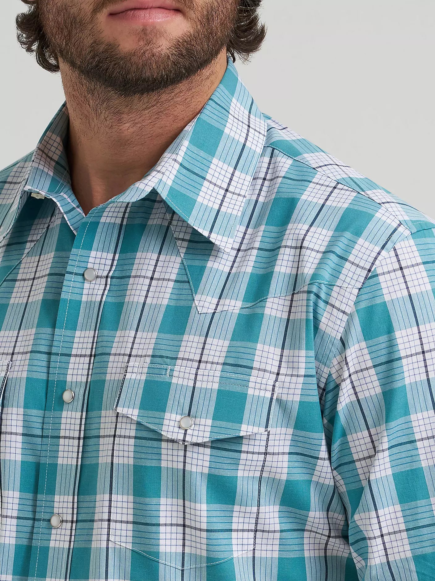 Wrangler Men's Wrinkle Resist Long Sleeve Western Snap Plaid Shirt
