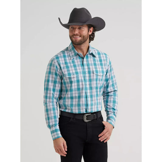 Wrangler Men's Wrinkle Resist Long Sleeve Western Snap Plaid Shirt 112381652