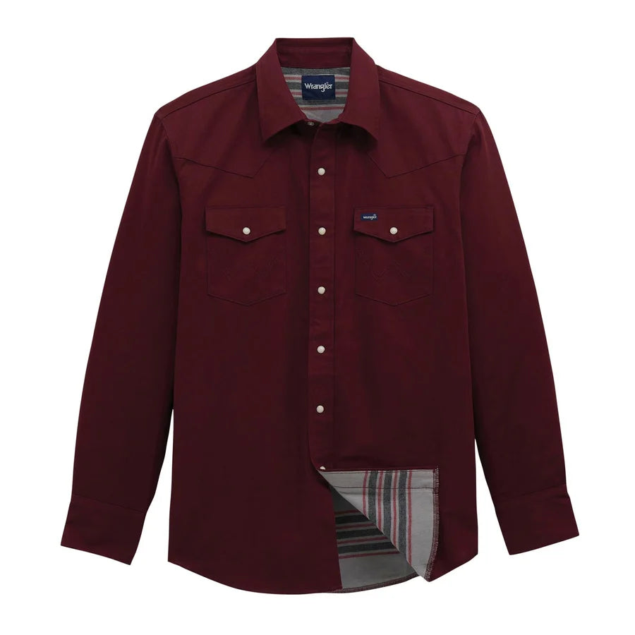 Wrangler® Flannel Lined Work Shirt - Classic Fit - Green/112381692 Burgundy/112381691