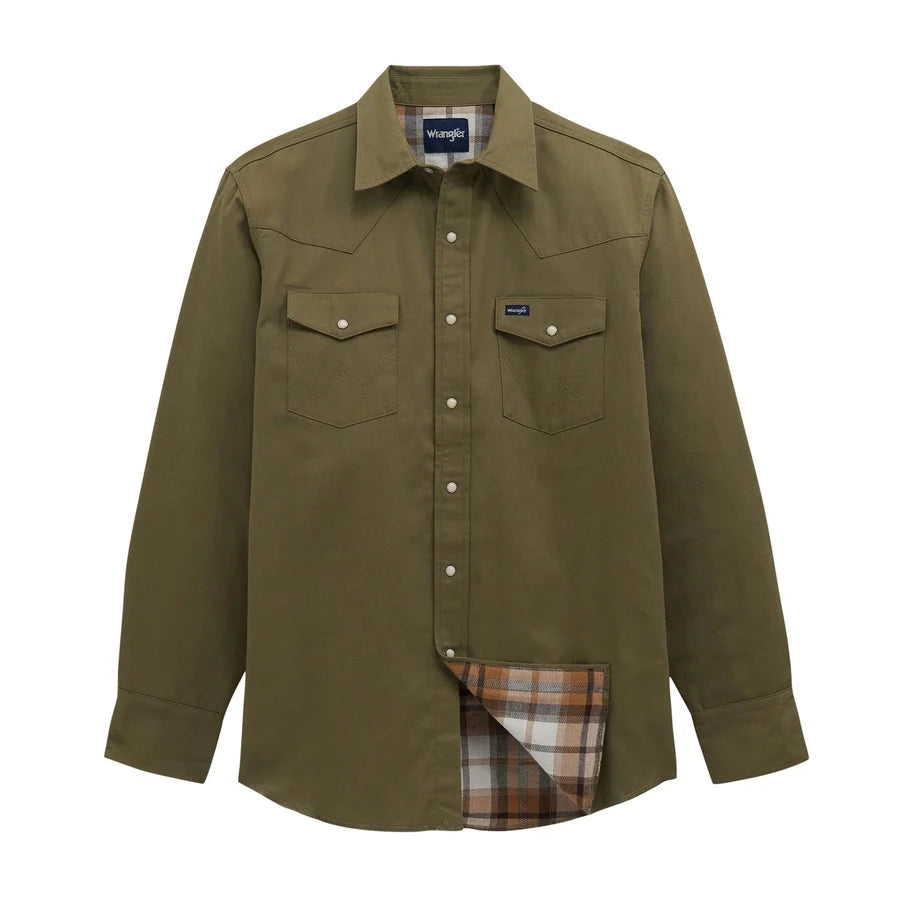 Wrangler® Flannel Lined Work Shirt - Classic Fit - Green/112381692 Burgundy/112381691