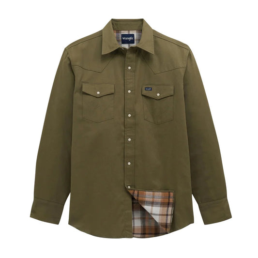 Wrangler® Flannel Lined Work Shirt - Classic Fit - Green/112381692 Burgundy/112381691