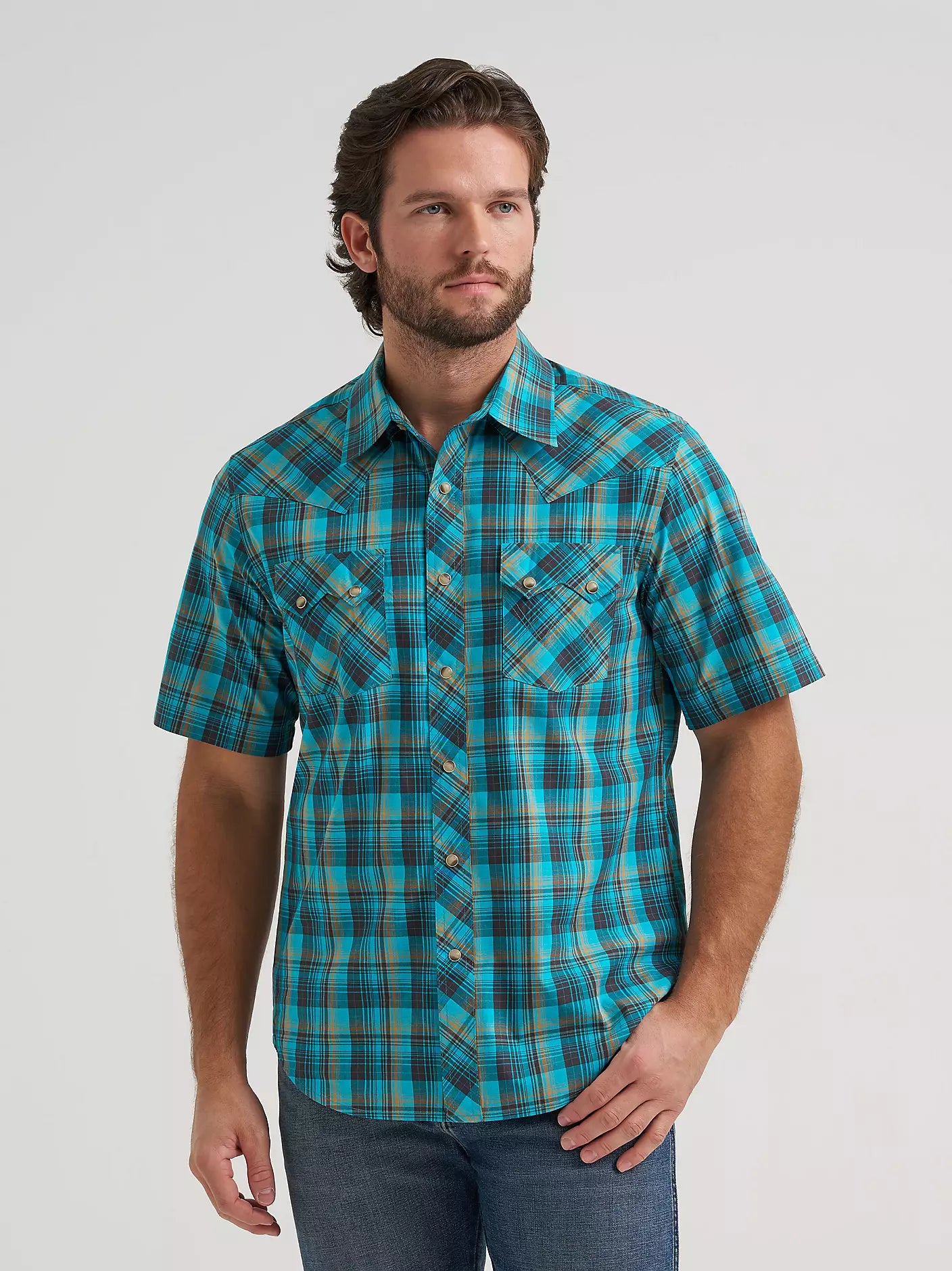 Wrangler Men's Retro® Short Sleeve Sawtooth Pocket Western Snap Shirt 112381880