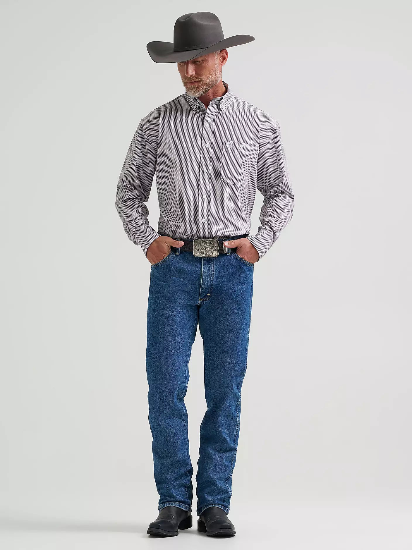 Wrangler Men's George Strait Wrinkle Resist Long Sleeve Western Snap Plaid Shirt 112381963