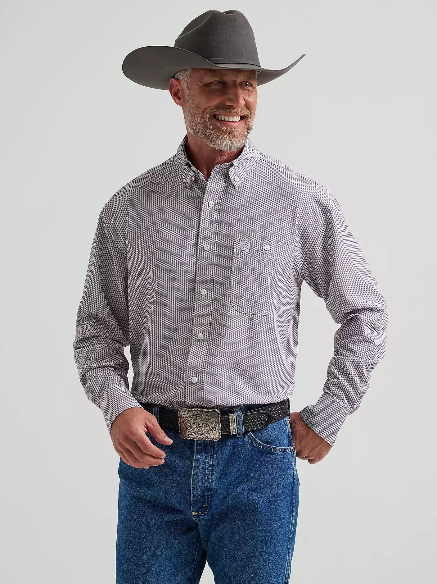Wrangler Men's George Strait Wrinkle Resist Long Sleeve Western Snap Plaid Shirt 112381963