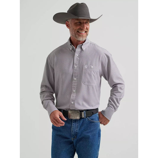 Wrangler Men's George Strait Wrinkle Resist Long Sleeve Western Snap Plaid Shirt 112381963
