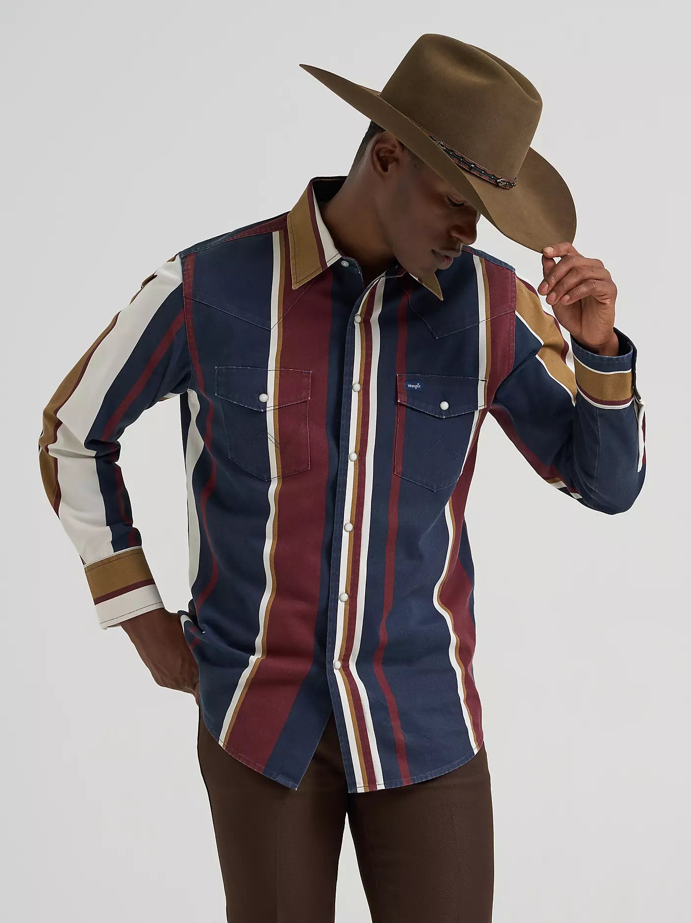 Wrangler Men's Vintage-Inspired Brushpopper Western Snap Workshirt 112381998