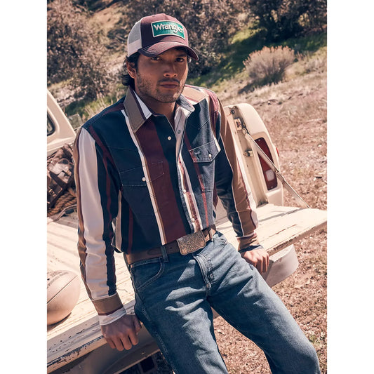 Wrangler Men's Vintage-Inspired Brushpopper Western Snap  112381998