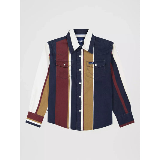 Wrangler Retro Brushpopper Stripe Western Snap Shirt 112382002
