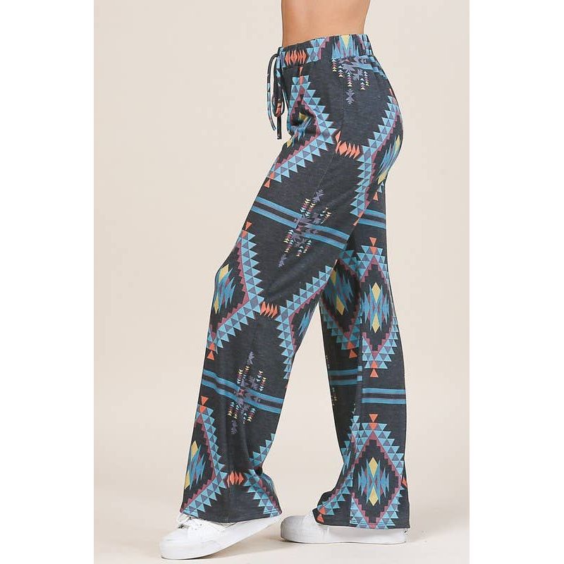 AV1044-CYNTHIA AZTEC PRINT RELAXED LONG PANTS