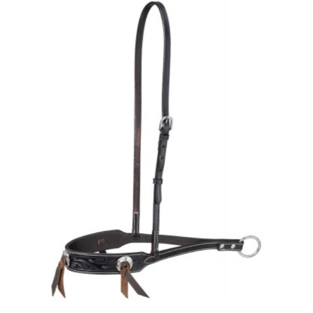 Tough 1 - Clifton Dark Oiled Tooled Noseband & Tiedown Strap Set