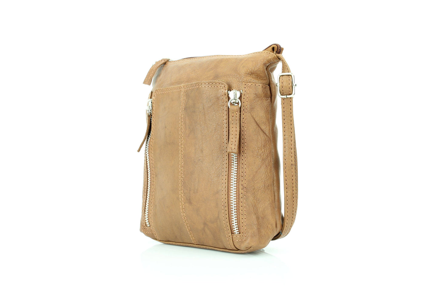 Anchorage Slim Leather Crossbody | Double Zip Detail RB 156