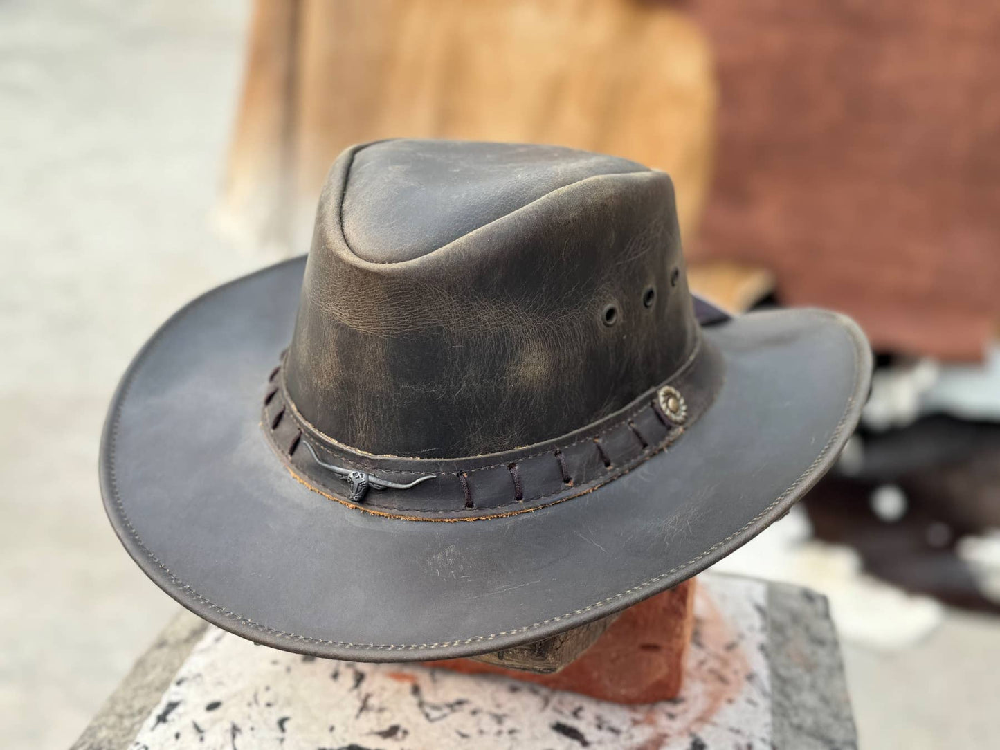 Durham Leather Cowboy Hat