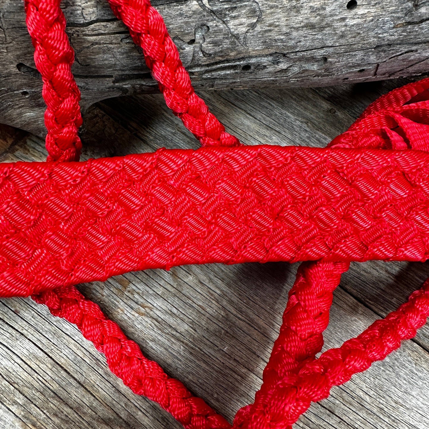 Red Flat Braided Mule Tape Halter