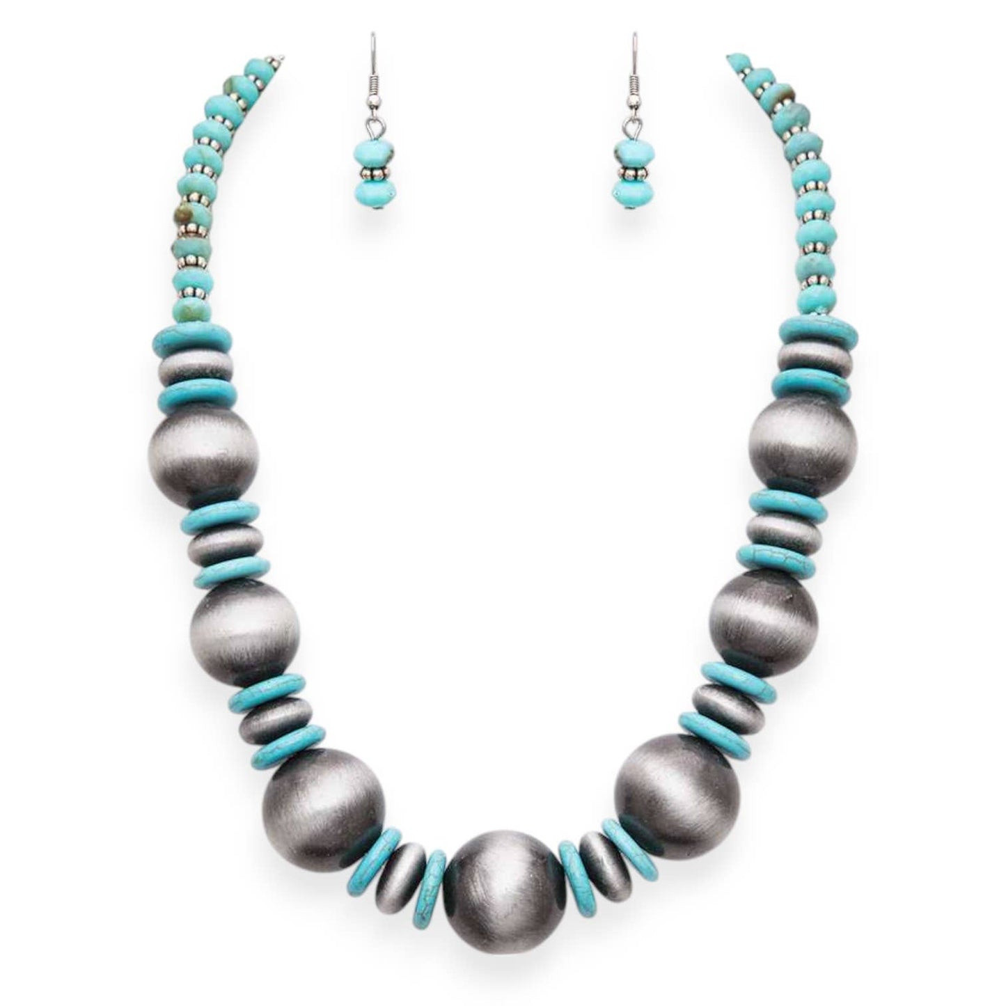 Western Navajo Beads Necklace Set by Rope & Spurs - CN-2803TQ/HS