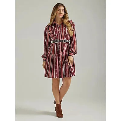 Ladies Wrangler Striped Long Sleeve Dress