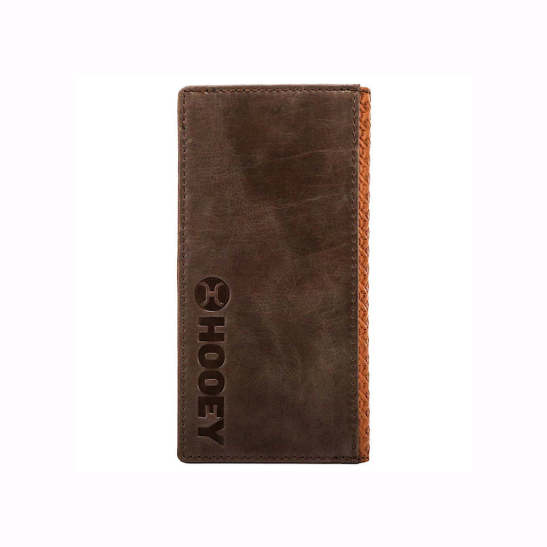 Hooey - Hands Up Basket Weave Brown Leather Men’s Checkbook Cover/Rodeo Wallet HW002-TN