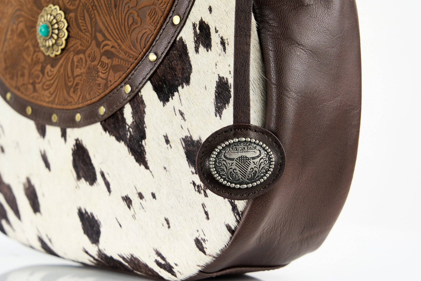 U-Shape Hide Hobo Bag with Turquoise Floral ABBG 40-26205