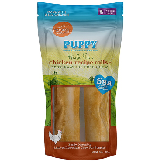 Canine Naturals Hide-Free Puppy Chicken Rolls Large 7" 2 Pk