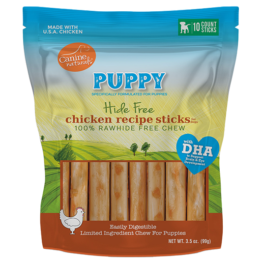 Canine Naturals Hide-Free Puppy Chicken Sticks 5" 10 Pk