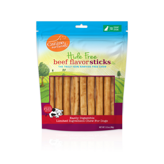 Canine Naturals Hide-Free Beef Sticks 5" 10 Pk