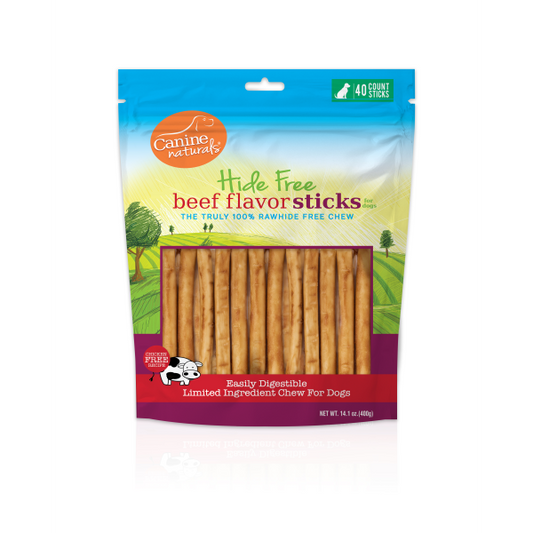 Canine Naturals Hide-Free Beef Sticks 5" 40 Pk