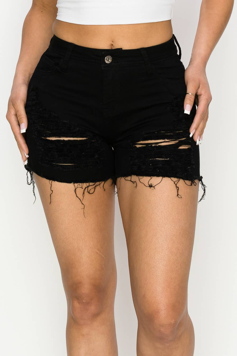 HIGH WAISTED SUPER-STRETCH DENIM SHORTS S-2102 2108 2109