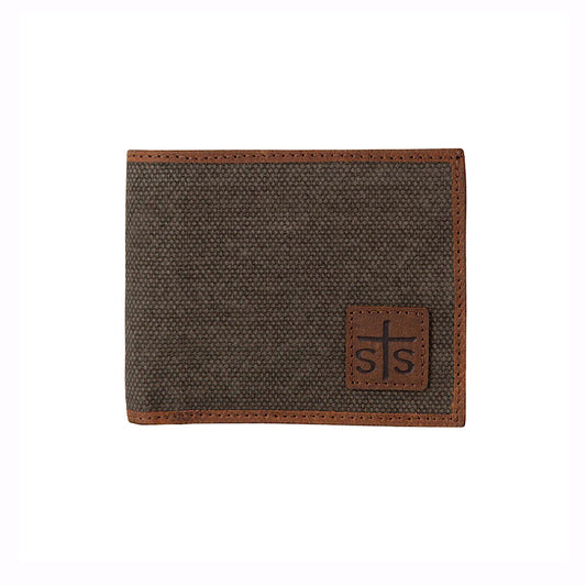 STS Ranchwear - Foreman Charcoal Canvas Men’s Bifold Wallet STS61184