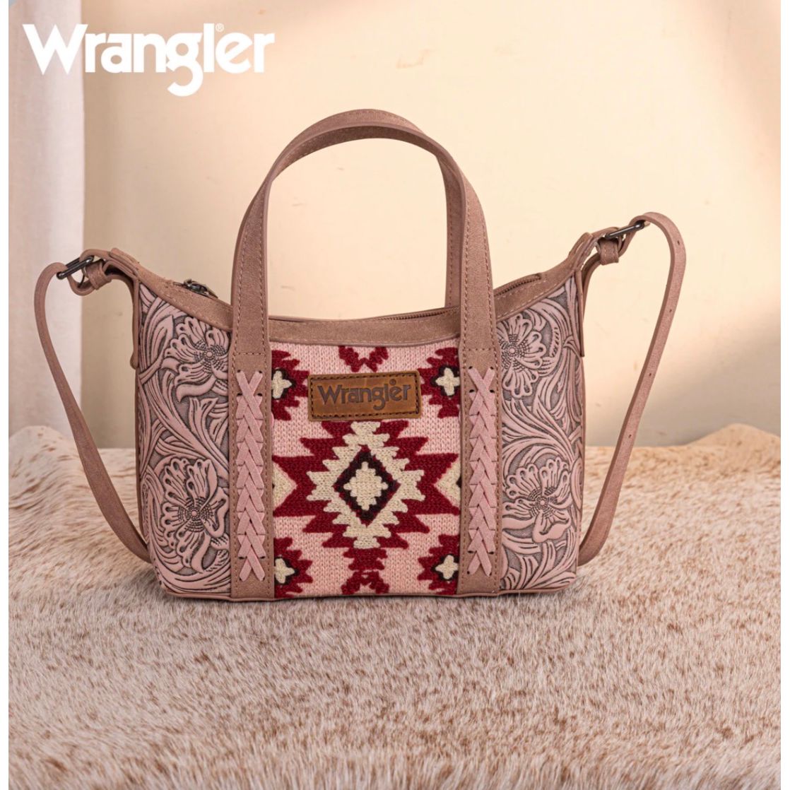 Wrangler Tooled Aztec Pattern Print Tote/Crossbody, WG226-8605