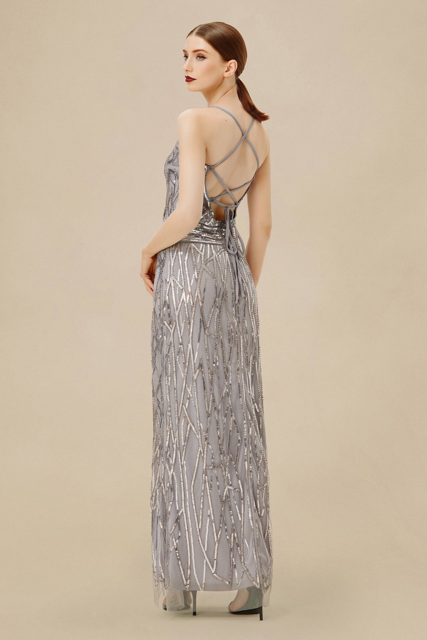Suspender High Slit Maxi Cocktail Dress