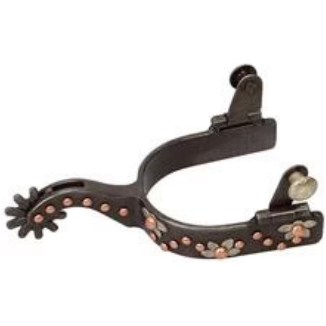 WEAVER WOMEN'S SPUR WITH GERMAN SILVER FLORAL TRIM AND COPPER DOTS