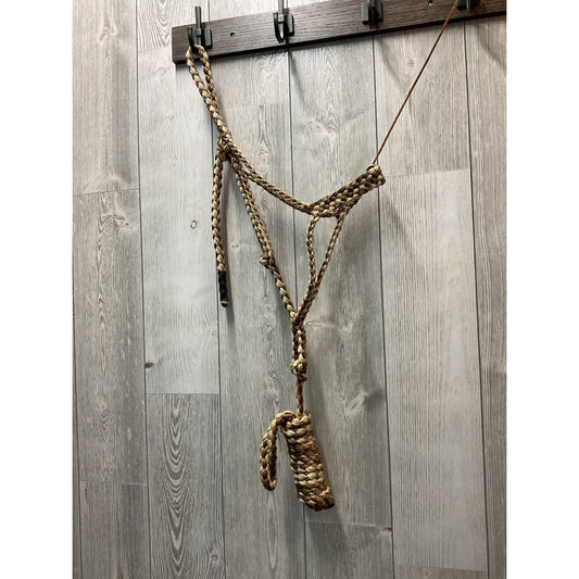 Mule Tape Halter w/ Lead, Tan & Brown