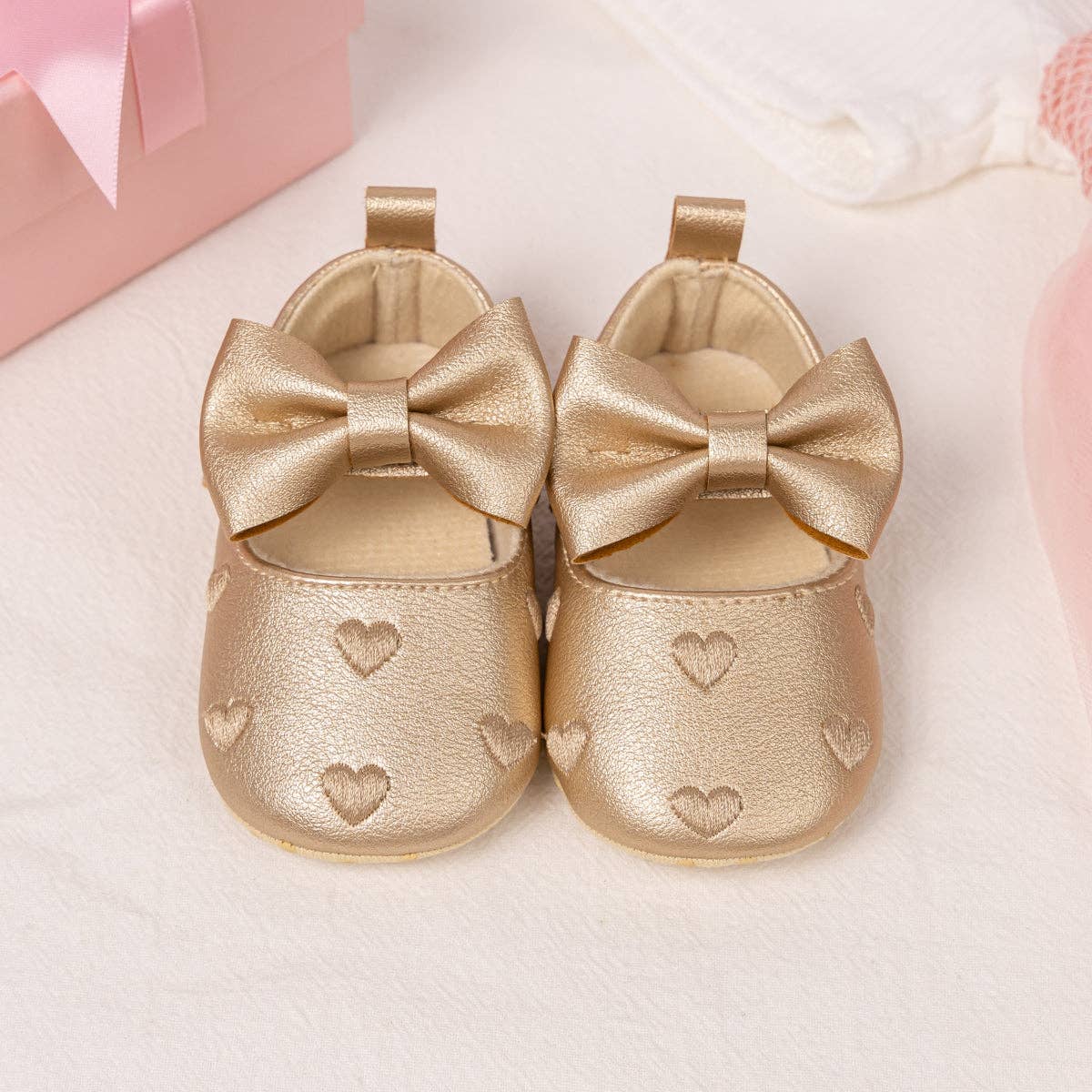 Metallic Gold infant shoes with velcro