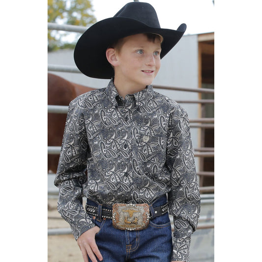 CINCH BLACK PAISLEY PRINT - KIDS BOYS SHIRT