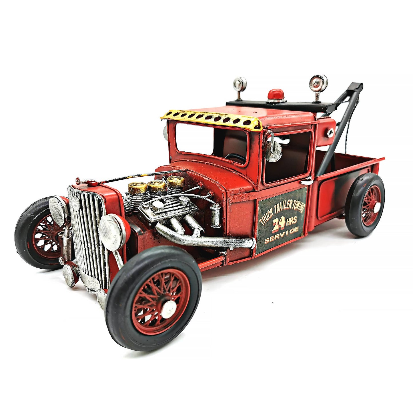 Vintage Red Metal Tow Truck