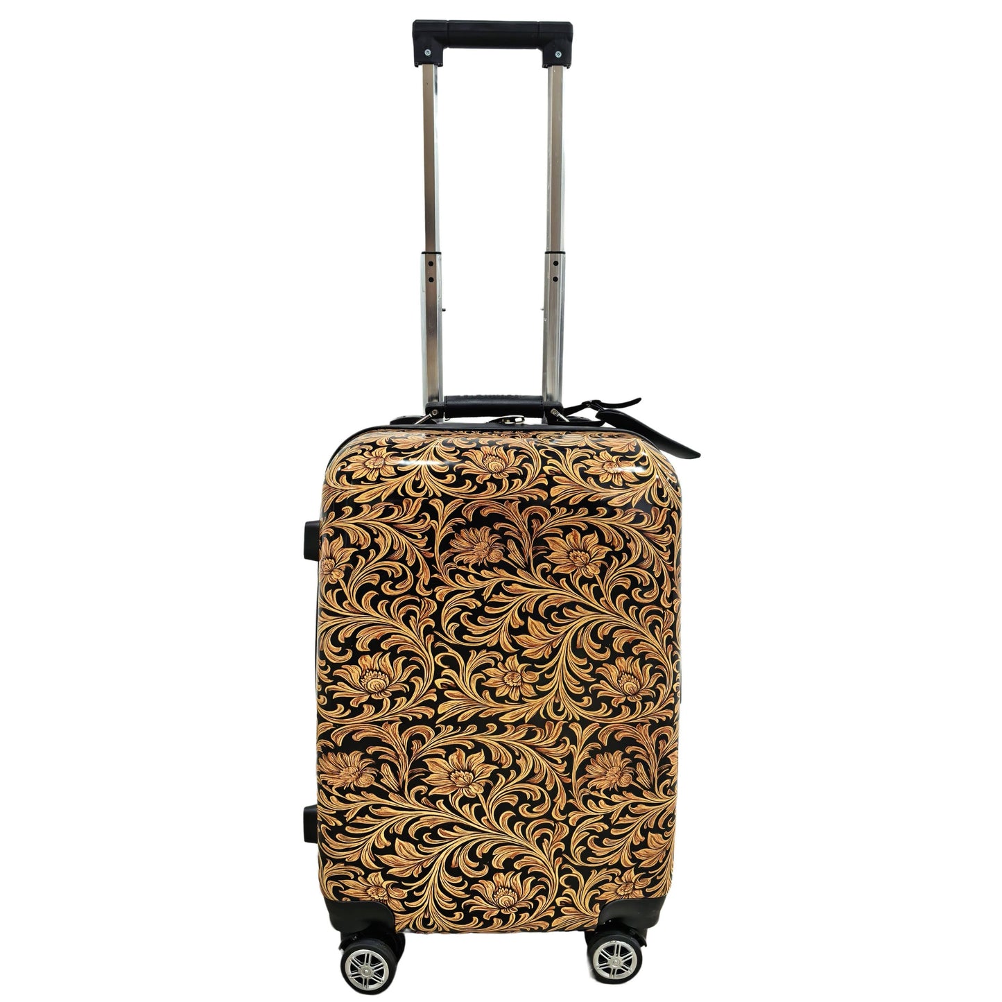 Floral tooling print luggage rolling suitcase 