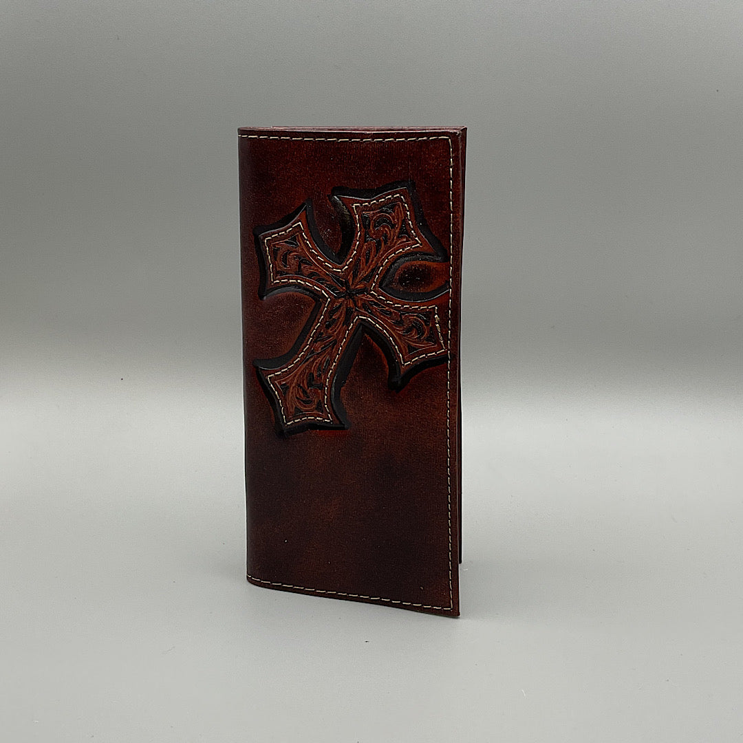 Ariat - Brown Cross Tooled Leather Youth Rodeo Wallet A3551402