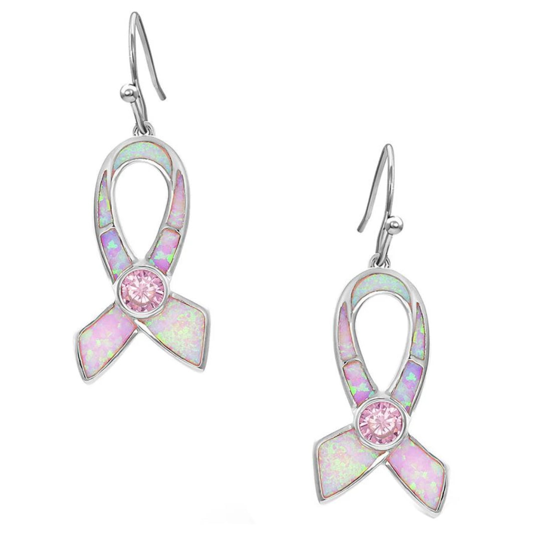 Pink Opal Ribbon Earrings