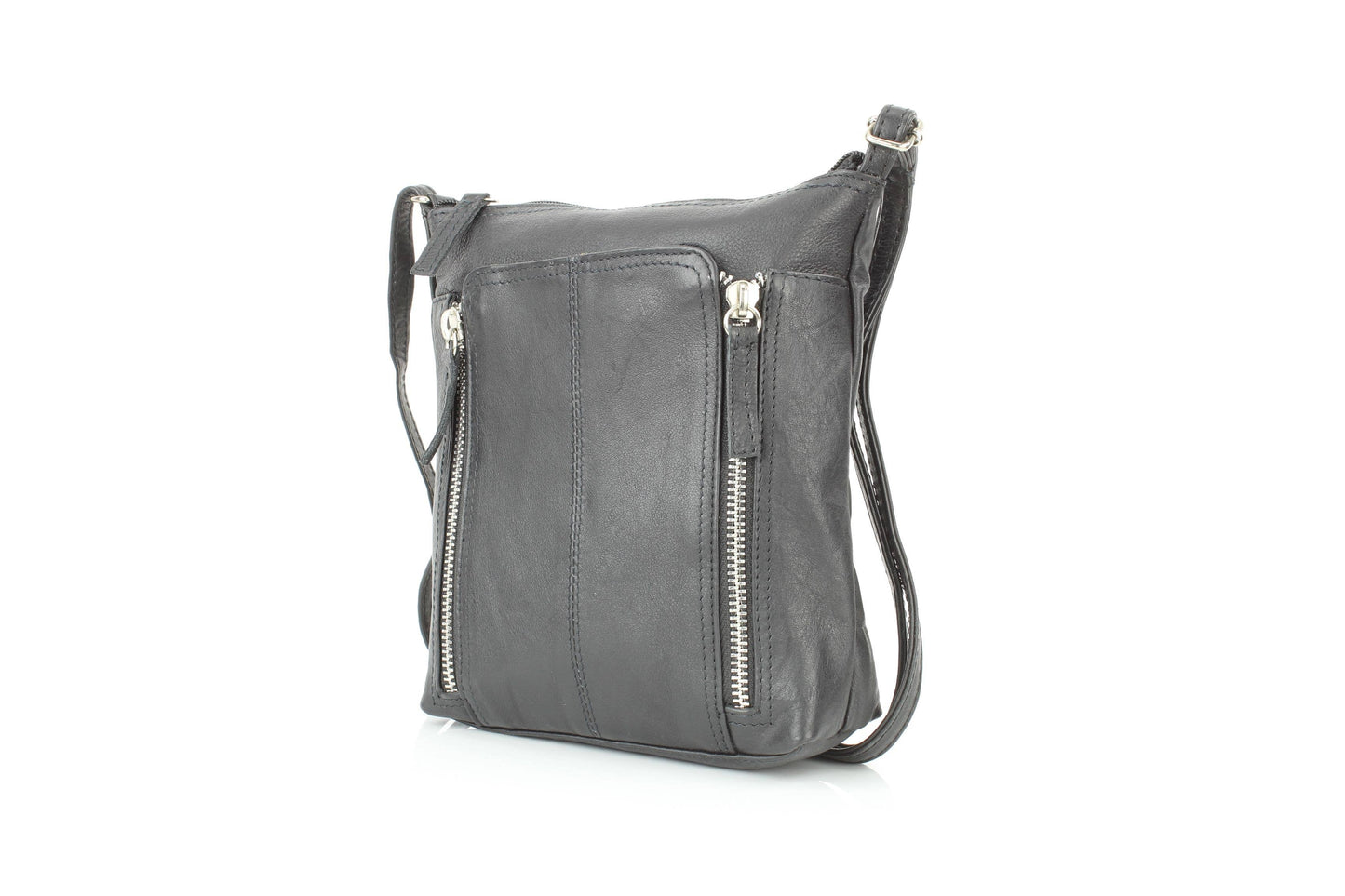 Anchorage Slim Leather Crossbody | Double Zip Detail RB 156