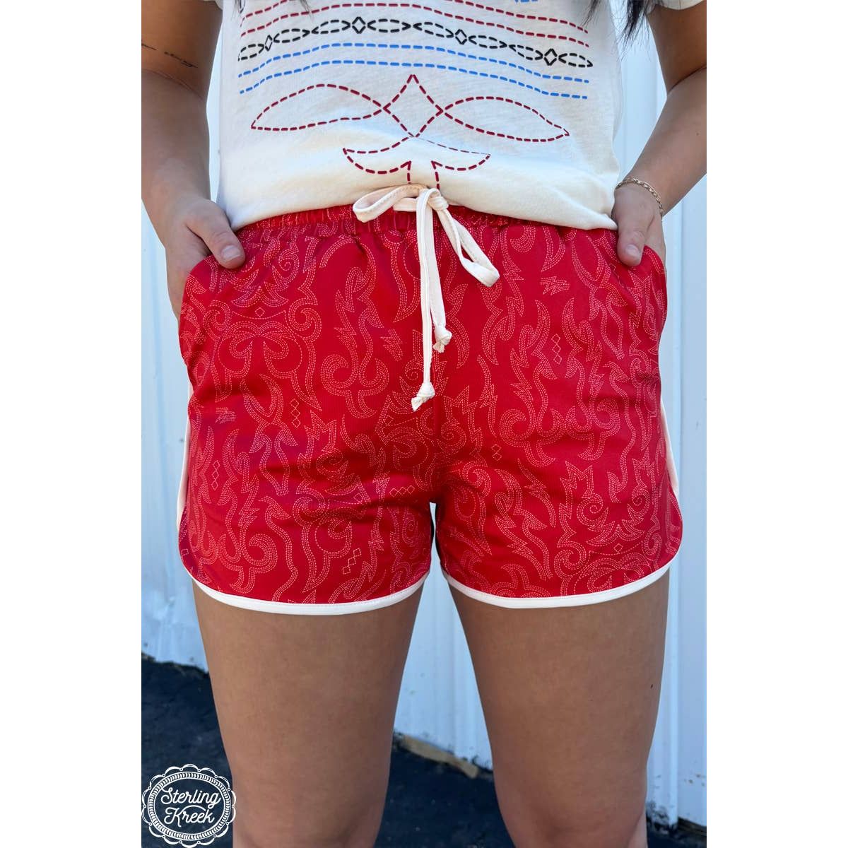 Raised Round Here Shorts - Red